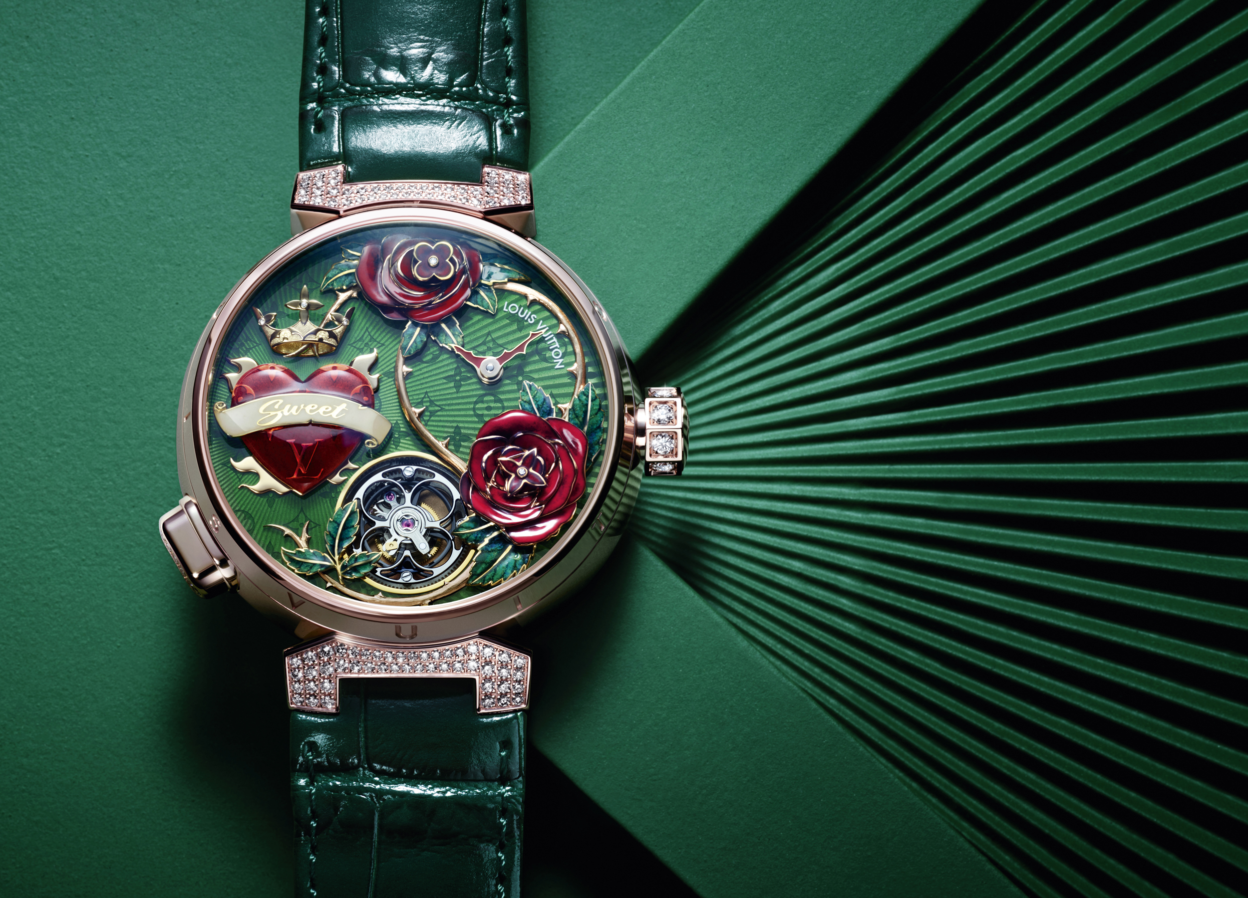 This limited edition Louis Vuitton Tambour watch comes in a